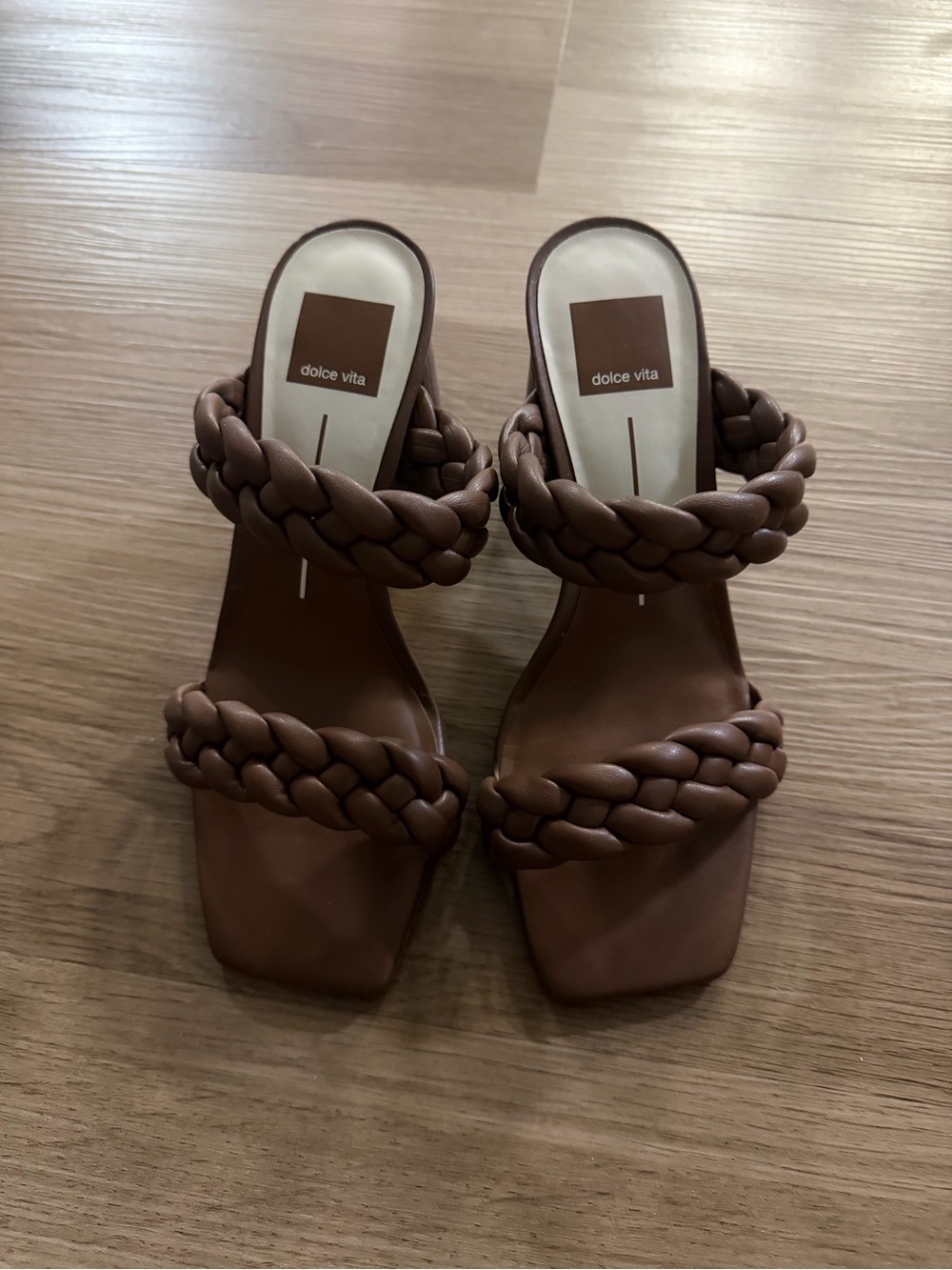 Dolce Vita Braided Double-Strap Brown Slide Heels Size 6